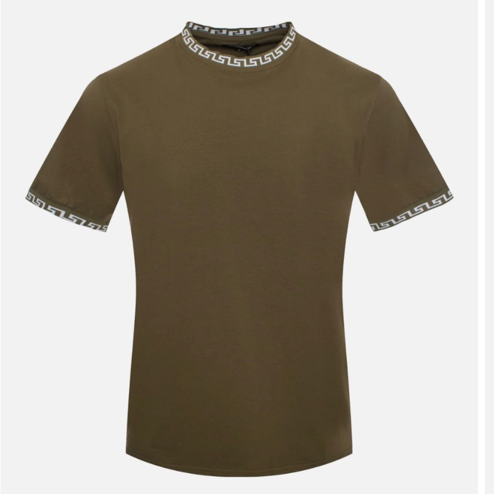 🔥NWT Geometric Trim Short Sleeve Tee Olive. Size S Olive 🫒 Color